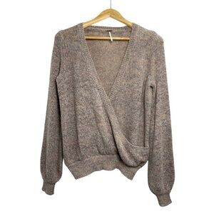 Free People Hacienda Marled Knit Wrap Surplice Sweater Size XS